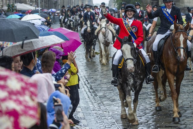 Crowds turned out to watch the Riding up the Royal Mile despite the poor weather on Sunday afternoon.