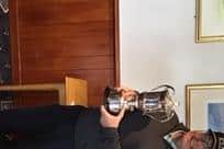 Fraser Mann shows off the trophy after winning the Scottish Golfers' Alliance Championship at Monifieth Links. Picture: Lee Sutherland