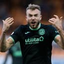 Hibs defender Ryan Porteous celebrates at full time during the 3-2 win over Motherwell. Picture: Mark Scates / SNS