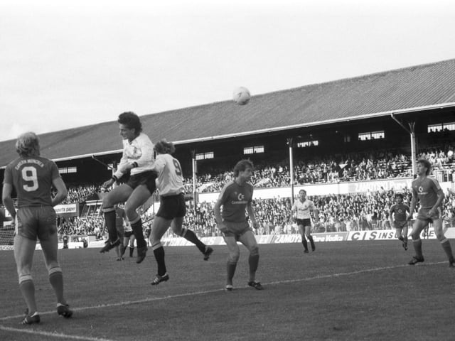 Craig Levein and Willie Irvine attack the Bayern goal during the Edinburgh Select v Bayern Munich football match on 13 August 1985. The Select side were made up of Hibs and Hearts players and over the years met teams such as Liverpool and Burnley.