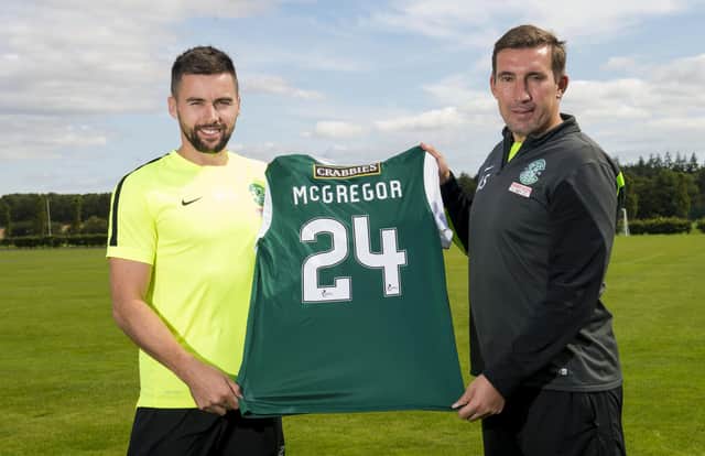 Hibs manager Alan Stubbs after signing Darren McGregor in August of 2015. Picture: SNS