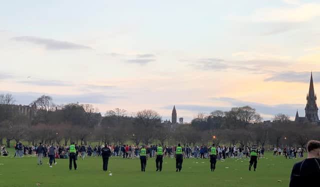 Huge crowds of boozy teenagers gathered at the Meadows in Edinburgh were dispersed by police (Picture: Anna Koslerova/SWNS.com)