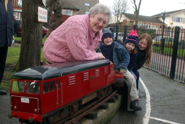 Back to 2004 for this view of Sam, Sophie and Rosie Scott taking a ride with their gran on one of the model trains in Roker Park.