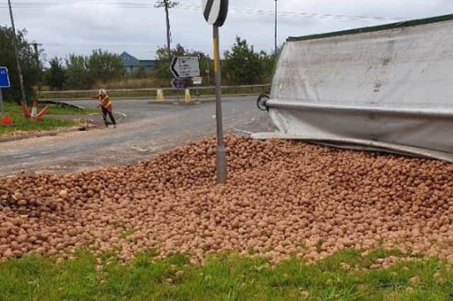 Spilled spuds caused a traffic mash-up