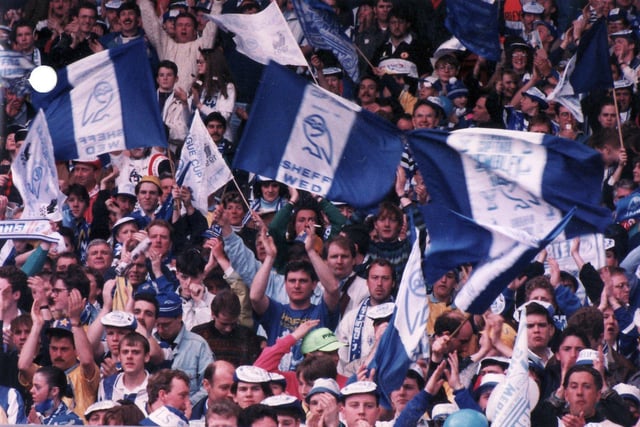 Wednesday fans at Wembley for the Rumbelows Cup final against Manchester United in April 1991.