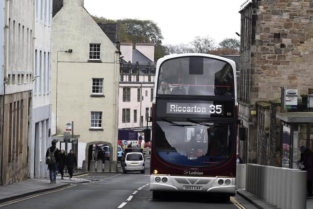 The No 35 Lothian Bus has now returned to the Royal Mile.  Picture: Lisa Ferguson.