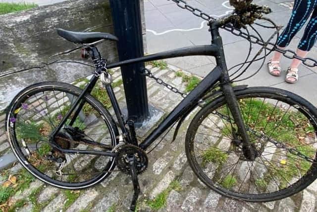 An old bike was pulled from the Water of Leith on Monday. Pic: Explore with Shane.