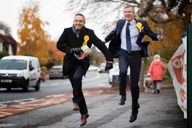 Scottish Liberal Democrat leader Willie Rennie (right) and Alex Cole-Hamilton out campaigning in the 2019 general election (Picture: Jane Barlow/PA)