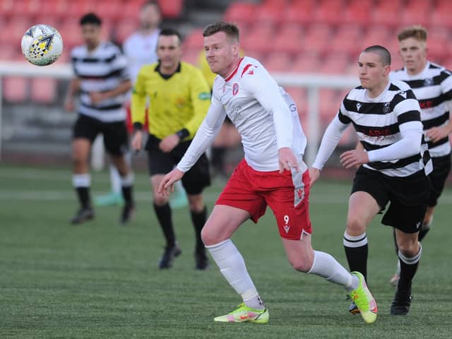 Spartans striker Blair Henderson scored a brace against Gretna, taking his tally for the season to 29 goals. Picture: Mark Brown