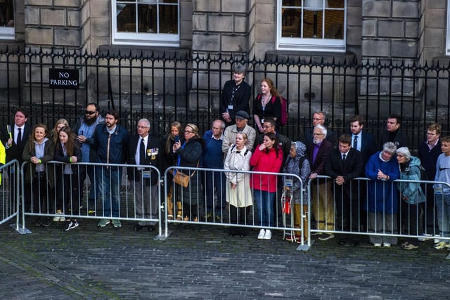 Members of the public waited outside to get in St Giles's to pay their respects