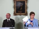 Nicola Sturgeon, with Scottish Green leader Patrick Harvie, has launched plans for a second referendum on Scottish independence (Picture: Russell Cheyne/pool/Getty Images)