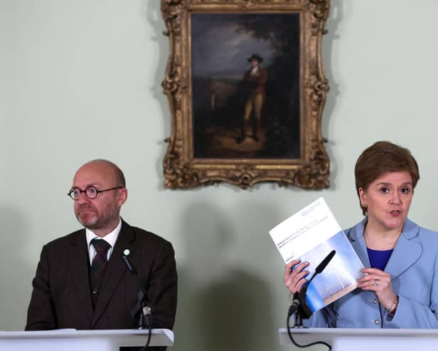Nicola Sturgeon, with Scottish Green leader Patrick Harvie, has launched plans for a second referendum on Scottish independence (Picture: Russell Cheyne/pool/Getty Images)