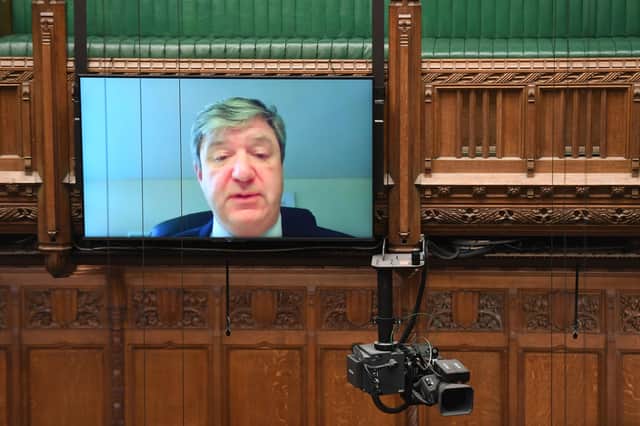 Liberal Democrat MP Alistair Carmichael asks a question by video link in the House of Commons (Picture: UK Parliament/Jessica Taylor/PA Wire)