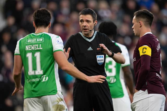 Kevin Clancy refereed the 3-0 victory to Hearts over rivals Hibs in the cinch Premiership earlier this year. Picture: SNS