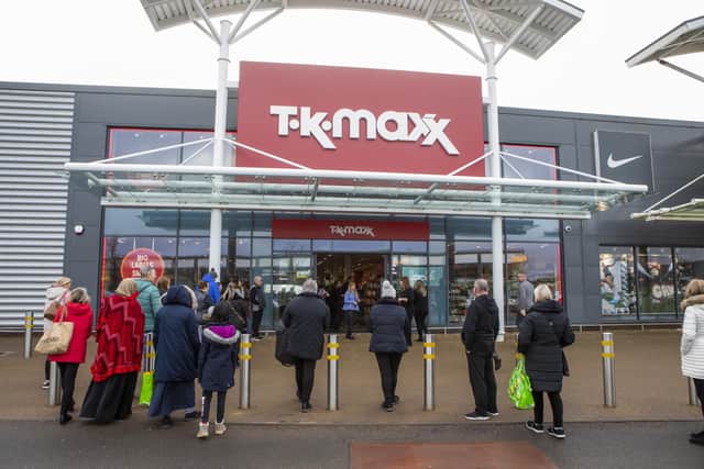 Shoppers await the opening of the new TK Maxx store at Straiton Retail Park on Thursday.