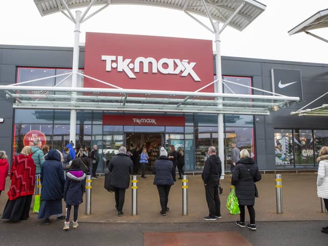 Shoppers await the opening of the new TK Maxx store at Straiton Retail Park on Thursday.