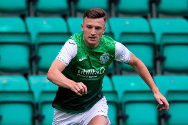 Hibs' Josh Campbell was included in the team that defeated Santa Coloma in the second leg of their Conference League qualifying tie. Photo by Ross Parker / SNS Group