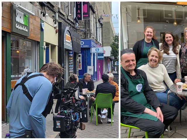 Phil Rosenthal, from Somebody Feed Phil, visited Social Bite's coffee shop on Rose Street for the latest series.