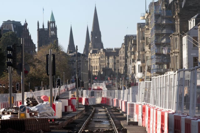 Shoppers had to make their way through the tram works in Edinburgh's Princes Street to grab a bargain in 2011.