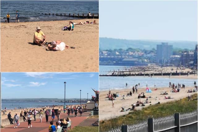 Pictures showed many on Portobello Beach on Wednesday.