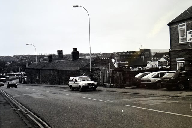This shot shows the gas works on Foljambe Road in 1989.
