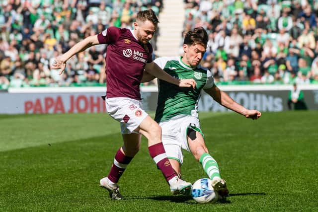Alan Forrest in action during Hearts' 1-0 defeat to Hibs at Easter Road last weekend. Picture: SNS