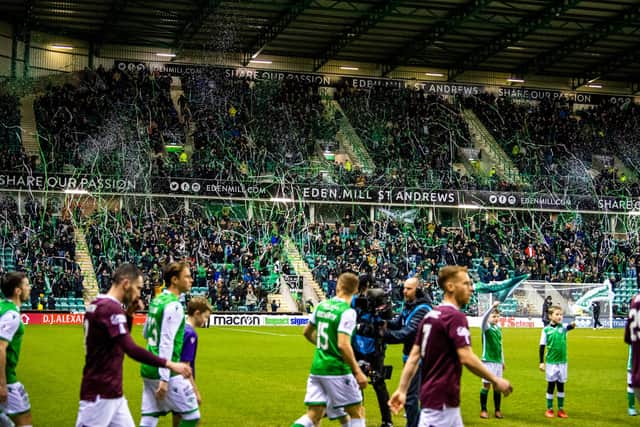 Hearts and Hibs fans had their say on a weekend of statements. Picture: SNS