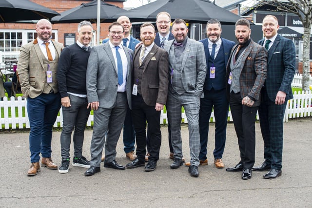 John Douglas , Stuart Clark, Chris Forrest, Lee Suchinskyj, Liam Doolan, Peter Kelly, Raymond Mcleary, Barry, Fergus, Dean Gemmell and Francis Sinnett were suited and booted for the Easter Saturday races.