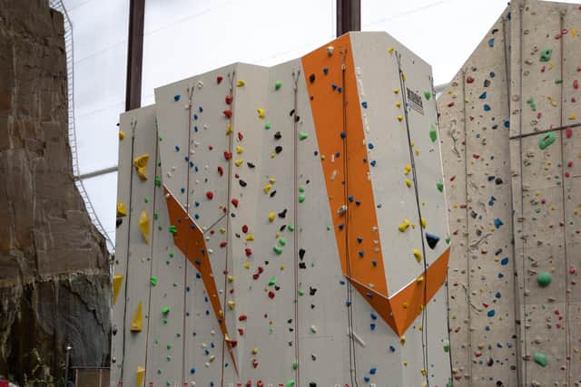 The new climbing slab wall at the Edinburgh International Climbing Arena at Ratho.