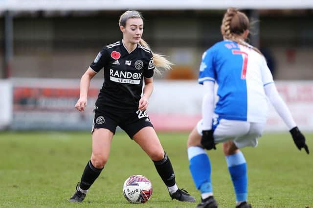 Ocean Rolandsen in action for Sheffield United during an FA Women's Continental Tyres League Cup match against Blackburn Rovers. Picture: Getty