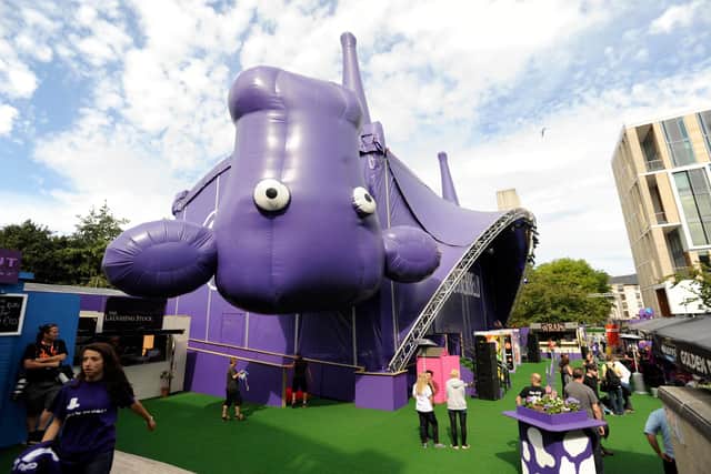 Underbelly's purple cow has become one of the best-known venues at the Edinburgh Festival Fringe. Picture: Greg Macvean