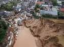 An area completely destroyed by the floods in the Blessem district of Erftstadt, western Germany, in July (Picture: Sebastien Bozon/AFP via Getty Images)