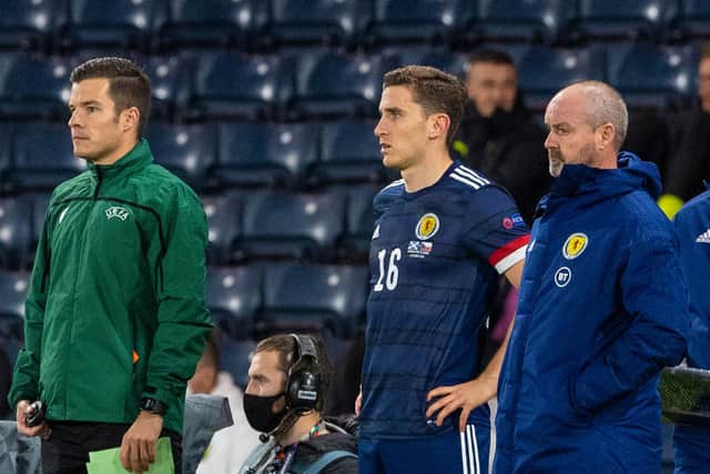 Paul Hanlon comes on for his Scotland debut