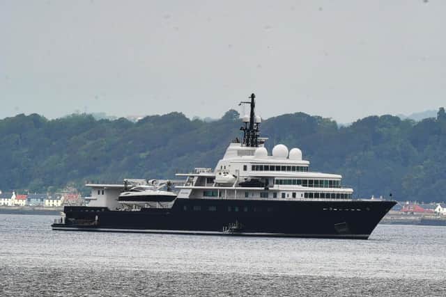 The yacht sits steady in the Firth of Forth, parallel to Hopetoun House. Pic: Lisa Ferguson