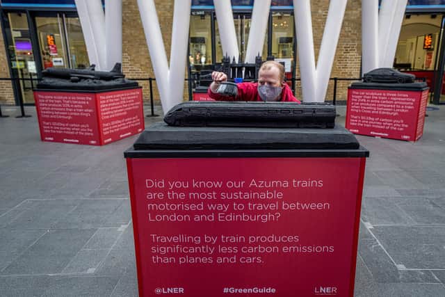 The sculptures are being unveiled at London King's Cross, Newcastle and Edinburgh Waverley stations this week. Picture: Charlotte Graham