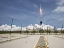 A SpaceX Falcon 9 rocket carrying the Crew Dragon spacecraft is launched on a mission to the International Space Station at Nasa's Kennedy Space Center in Cape Canaveral, Florida. (Bill Ingalls/Nasa via AP)