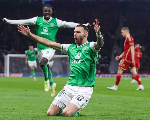 Hibs' Martin Boyle injured his knee while celebrating his disallowed goal against Aberdeen in last season’s League Cup semi-final loss at Hampden.