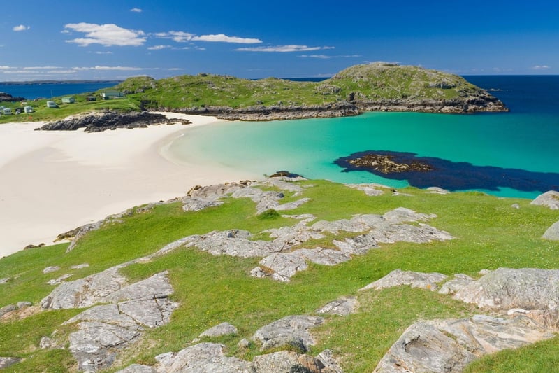 Achmelvich Bay is a stunning, Blue Flag awarded white sandy beach on the rural west coast. With a caravan and camping spot nearby, it is also popular with water skiers, windsurfers, kayakers, and fishers. A lively beach in the summer months, this has received 4,400 searches on average a month