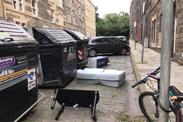 Items which could not fit in bins were left on the side of the road.