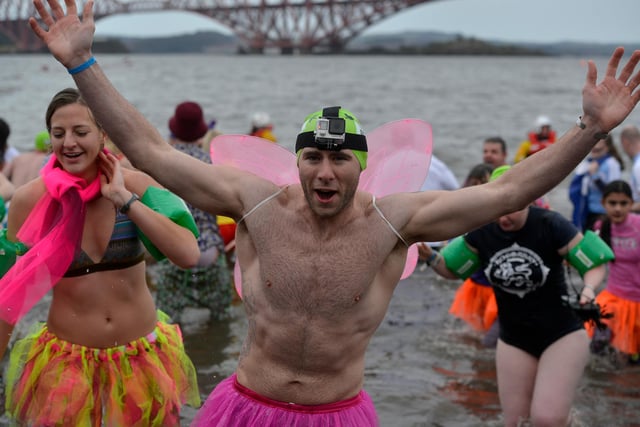 YOu don't need to be fit to take part in the Loony Dook, but no one told this guy ...