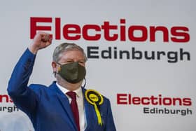 Angus Robertson celebrates being elected MSP for Edinburgh Central (Picture: Lisa Ferguson)