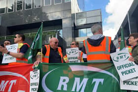The picket line outside Euston station in London, as train services continue to be disrupted following the nationwide strike by members of the Rail, Maritime and Transport union along with London Underground workers in a bitter dispute over pay, jobs and conditions. Picture date: Saturday June 25, 2022.
