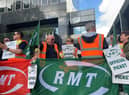 The picket line outside Euston station in London, as train services continue to be disrupted following the nationwide strike by members of the Rail, Maritime and Transport union along with London Underground workers in a bitter dispute over pay, jobs and conditions. Picture date: Saturday June 25, 2022.