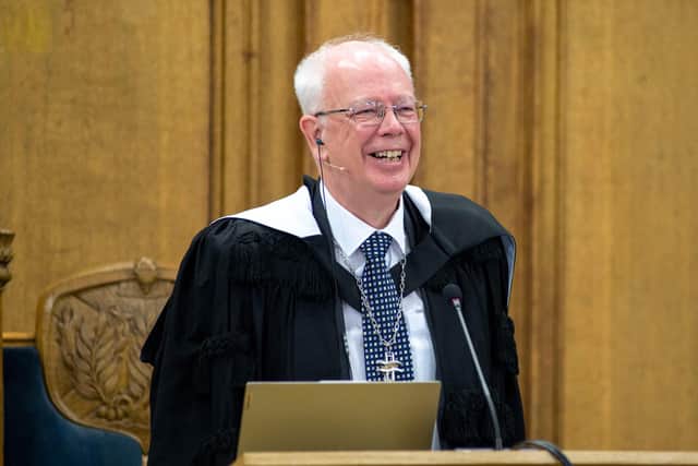 Lord Wallace chairing a meeting of the Church of Scotland's General Assembly.
