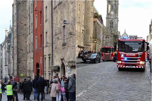 Radisson Blu: Guests evacuated from Edinburgh city centre hotel as emergency services turn up after fire alarm set off. Picture credit: Matt Donlan.