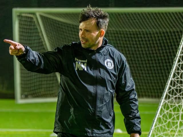 Michael McIndoe gets to work with his Edinburgh City squad. Picture: Tommy Lee.