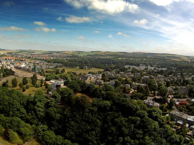 Stock aerial shot of Midlothian.