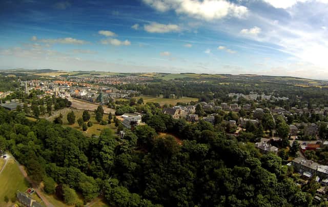 Stock aerial shot of Midlothian.