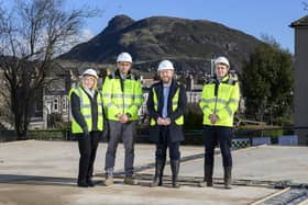L-R: Hazel Young, Wheatley Group, Group Director of Housing and Property Management, Campbell Te Rito, Cala Homes (East) Senior Site Manager; Ian Murray, Edinburgh South MP; Stephen Faller, Cala Homes (East) Land Manager. Image: Ian Georgeson