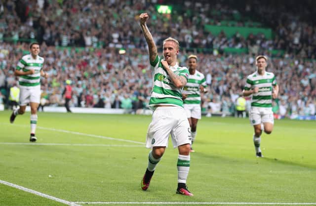Leigh Griffiths of Celtic celebrates scoring
